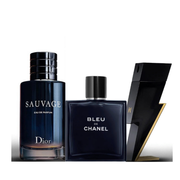 Sauvage Dior + Bleu de Chanel y Bad Boy Carolina Herrera