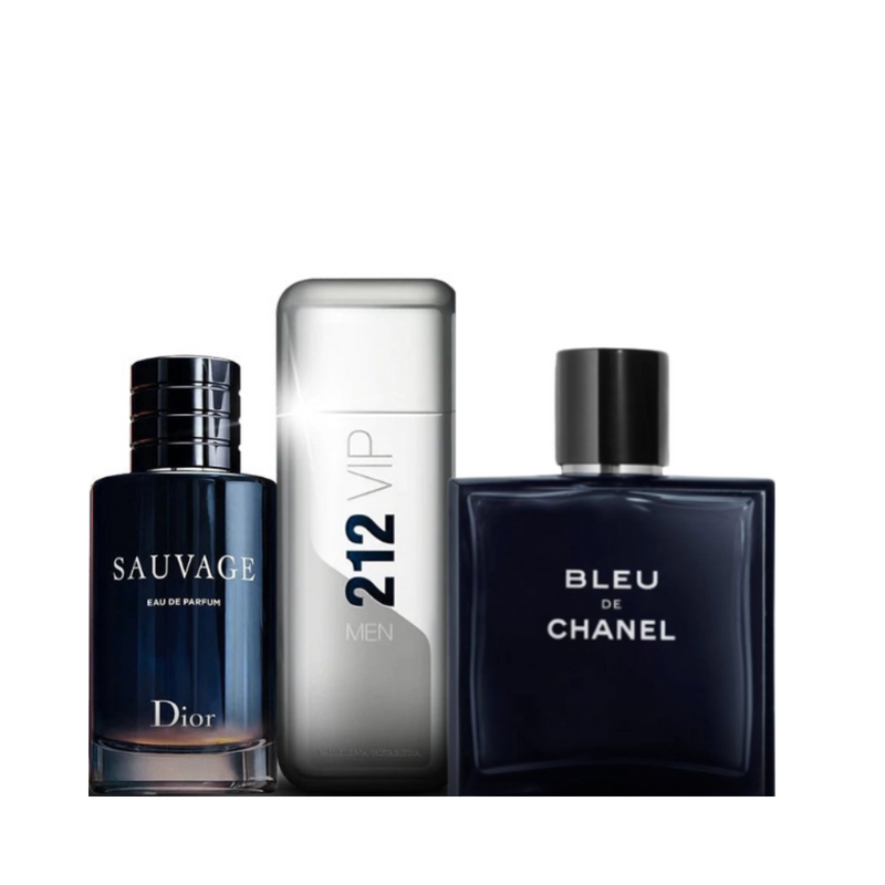 Sauvage Dior + Bleu de Chanel y 212 Carolina Herrera